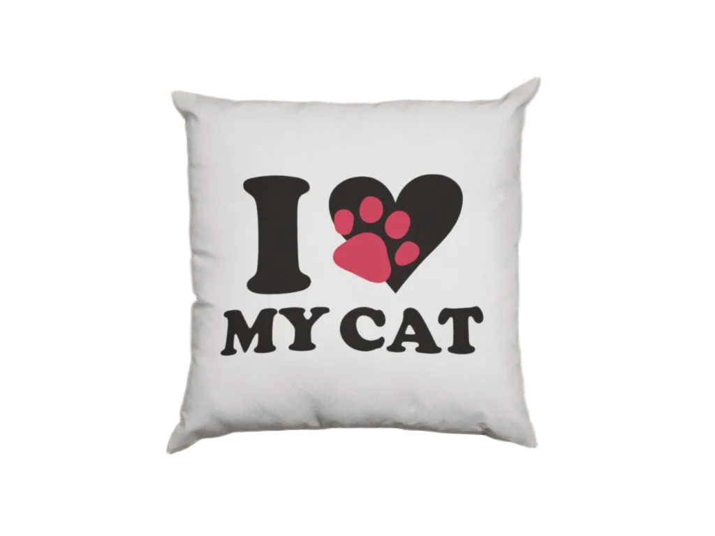 i love my cat black design on white pillowcase