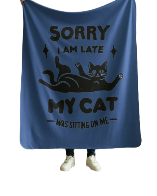 blue flannel blanket for black cat lovers