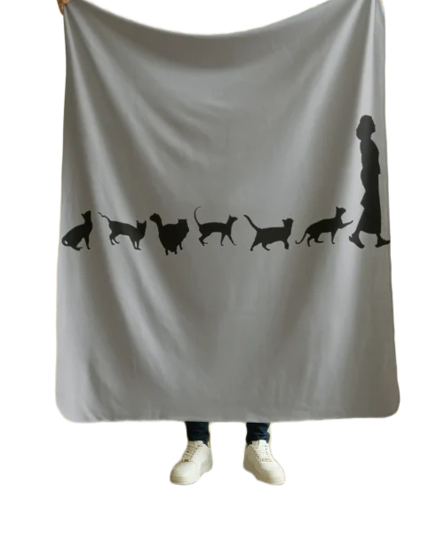 grey flannel blanket for black cat lovers
