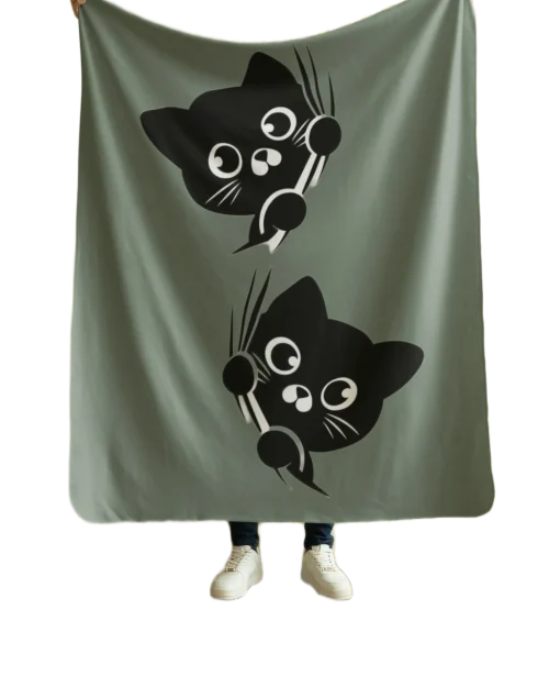 green flannel blanket for black cat lovers