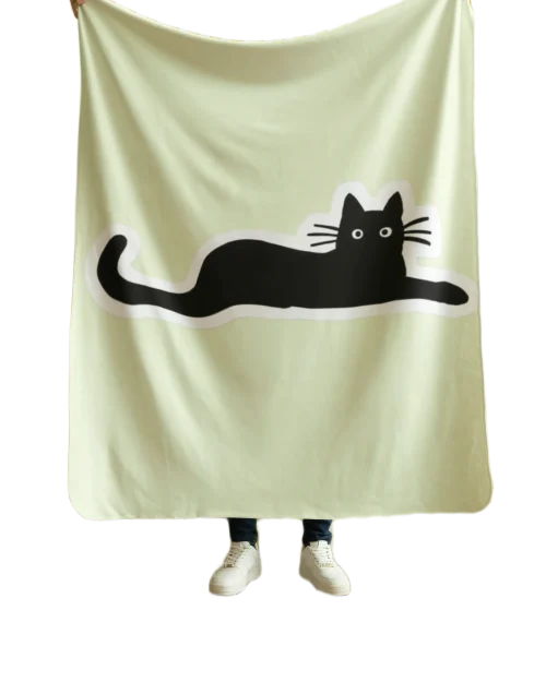 yellow flannel blanket for black cat lovers